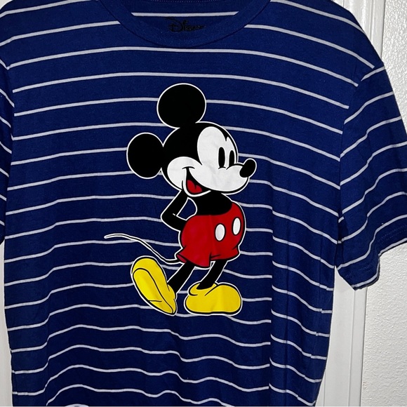 Disney Mickey Mouse blue stripes men’s Tshirt large - Picture 2 of 4